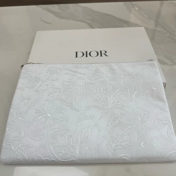 New - Authentic Dior Floral Embossed Clutch - Picture 3 of 8